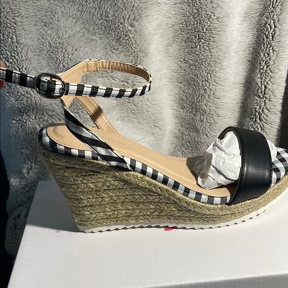 Ashley Stewart Black and White Checkered Wedges